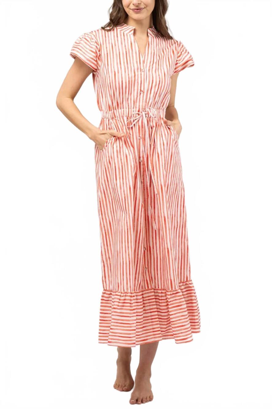 NEW BEAU & RO flutter midi dress in sorrento stripe